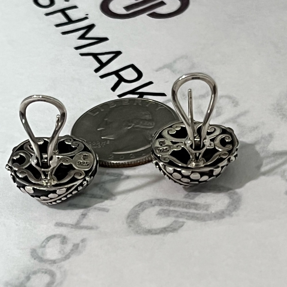 😎🎄JOHN HARDY AUTHENTIC STERLING SILVER DOT DESIGN BUTTON EARRINGS - Picture 8 of 12